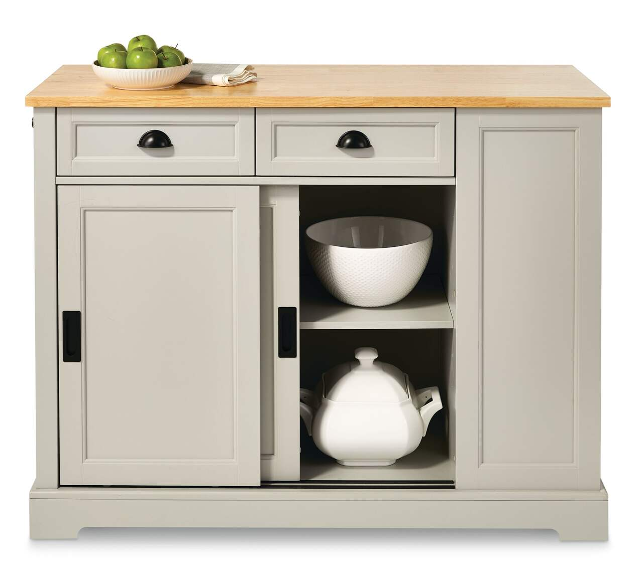 CANVAS Olsen Wood Top Kitchen Island with Folding Leaf, Grey thumbnail