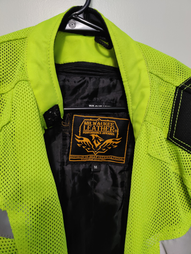 Milwaukee Leather Men’s Black Green High-Viz Motorcycle Jacket image indicator(2)