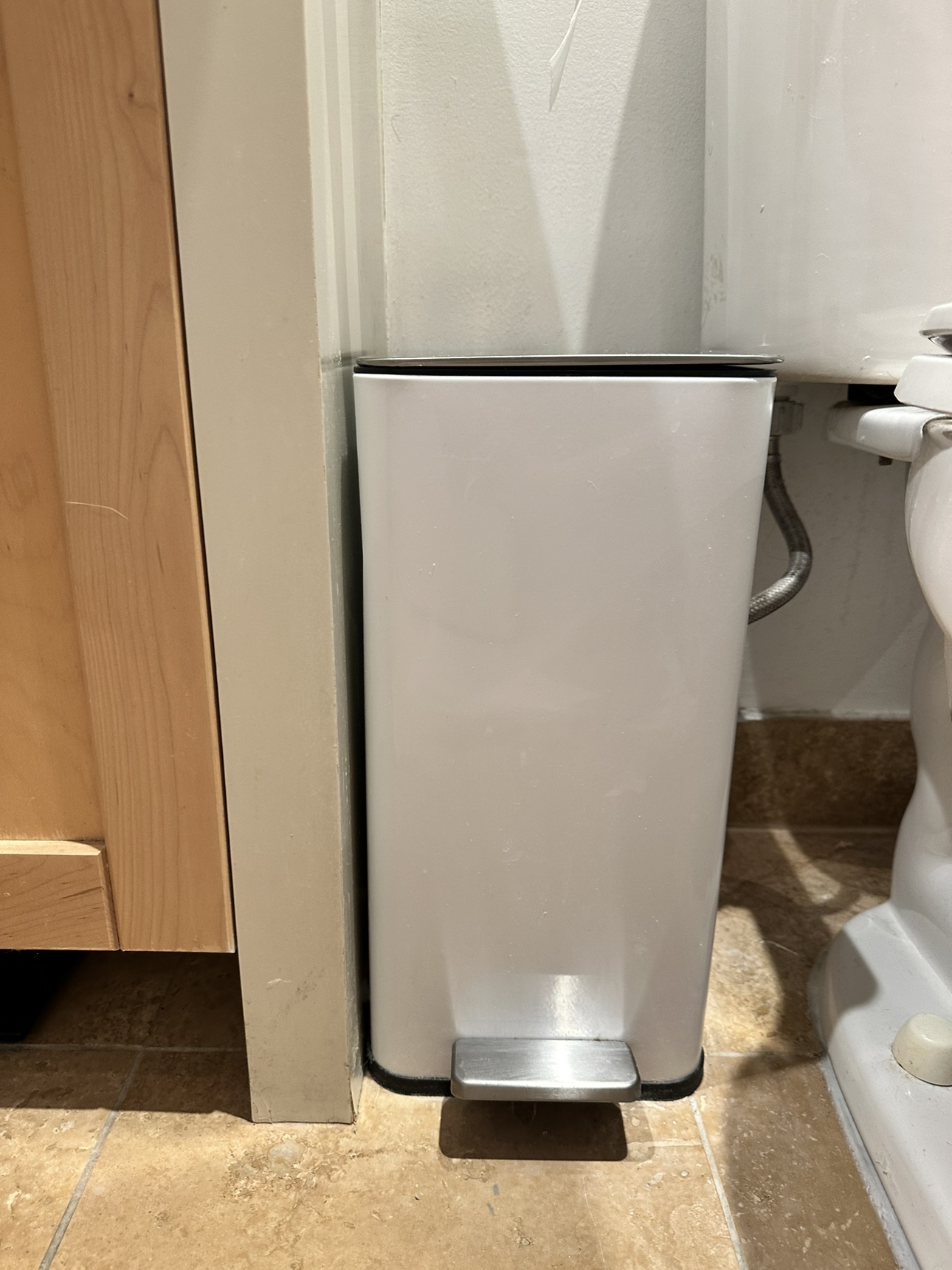 Slim Trash Can, Garbage Basket (Brushed Stainless Steel) - photo 4