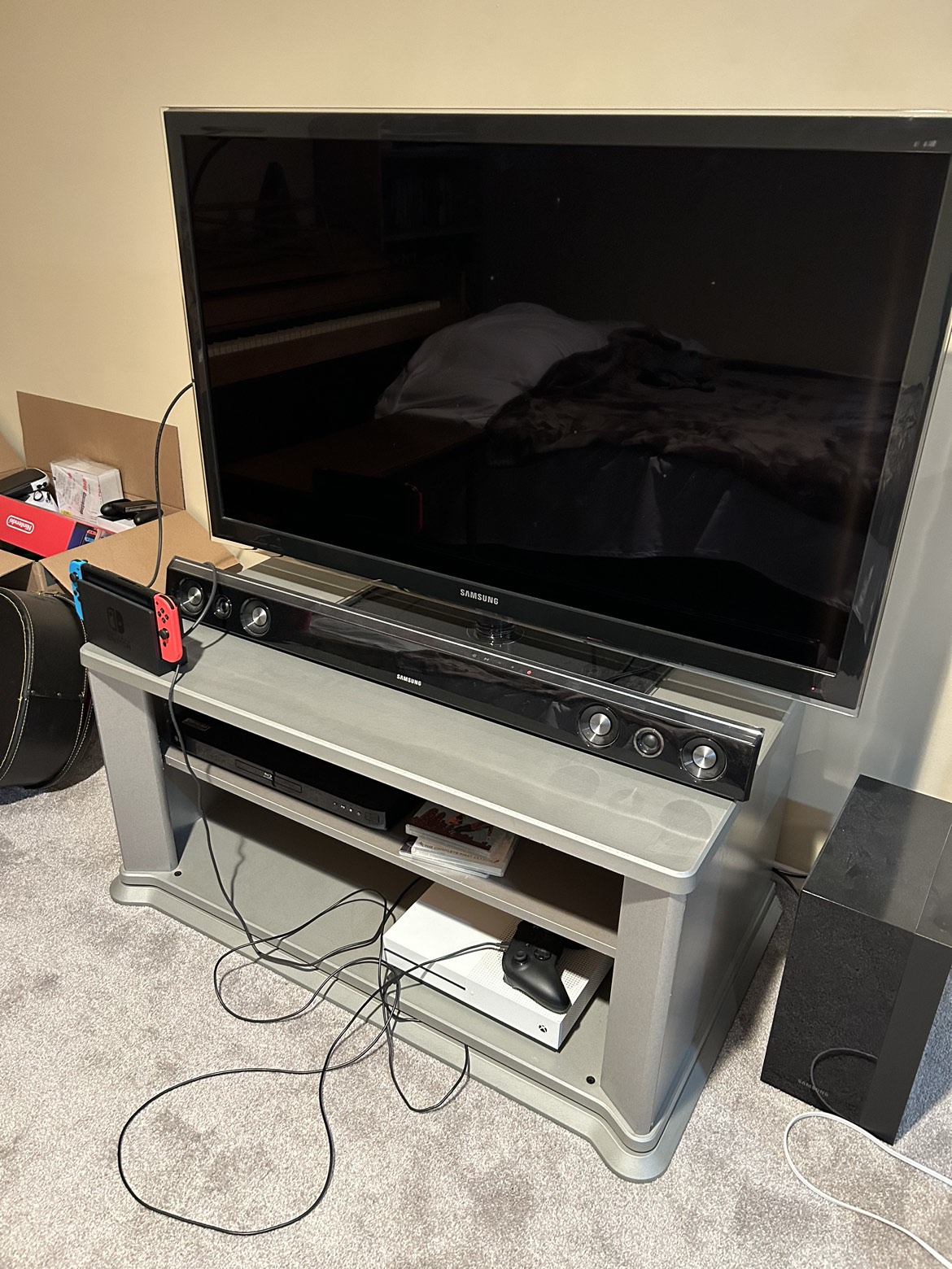 Grey Swivel TV Stand