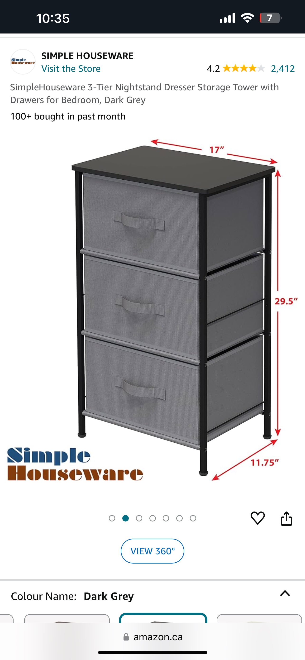 3-Tier Nightstand Dresser Storage Tower - photo 2
