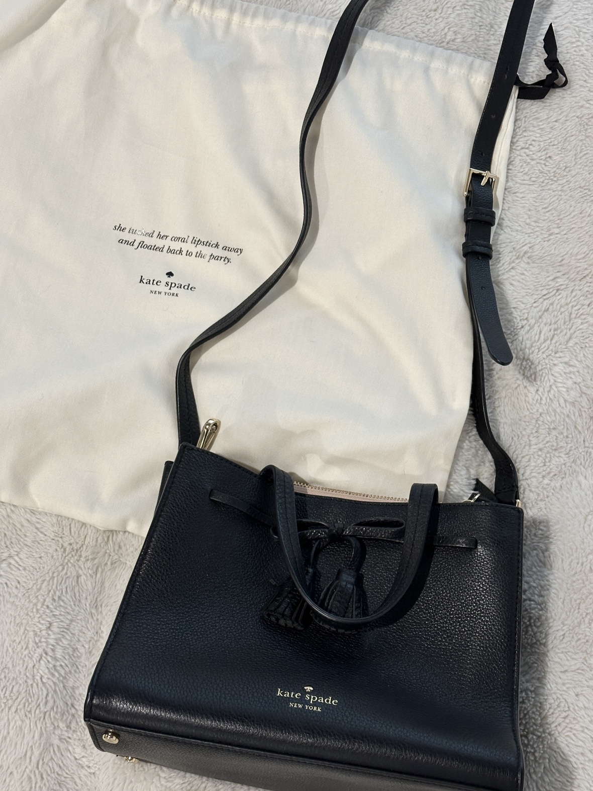 kate spade black leather crossbody handbag thumbnail