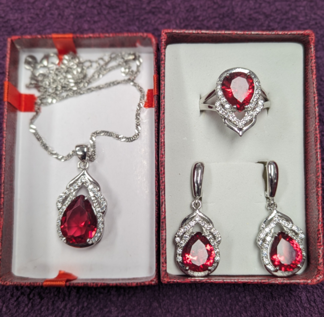 Jewelry Sets 925 Starling Silver Earrings/ Necklace/Ring - photo 2