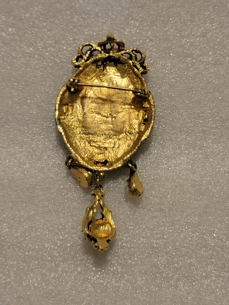 Vintage Jade Stone Brooch - photo 3