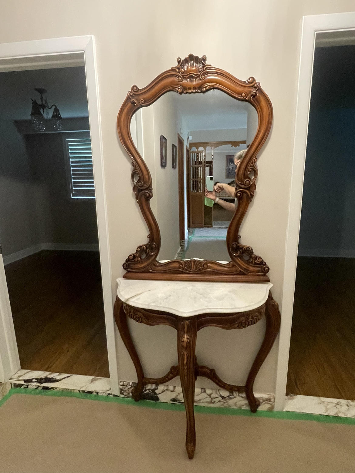 Ornate marble Console Table With Mirror thumbnail