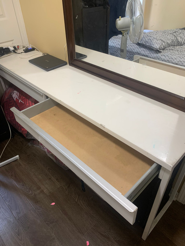 White Vanity with Mirror