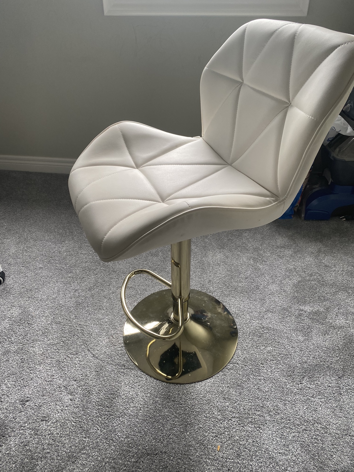 2 White Bar Stool with Gold Base