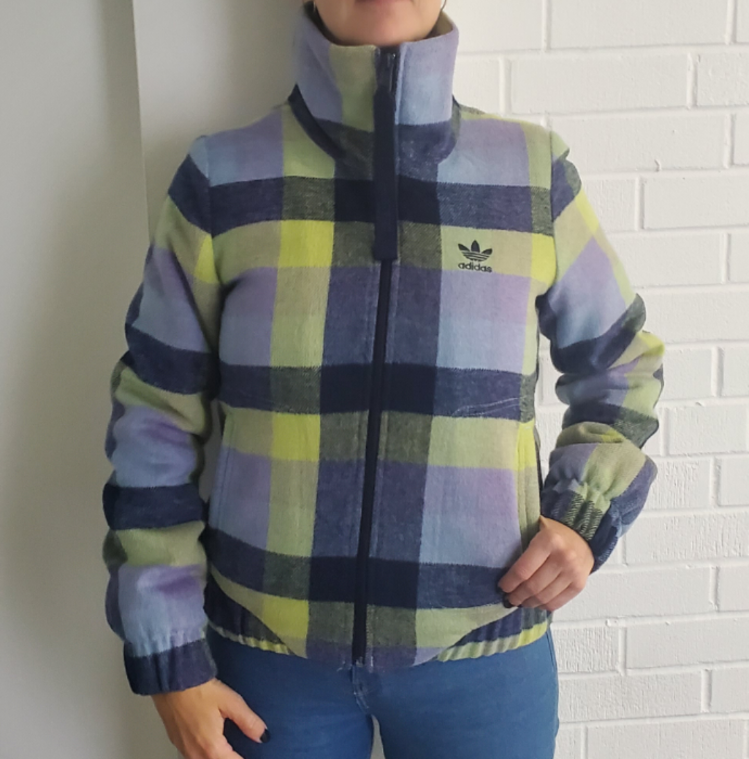 Adidas Wool Blend Plaid quilted lined Fall Jacket size 36/sm thumbnail