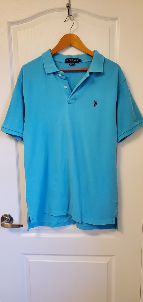 SLIM FIT SOLID INTERLOCK POLO SHIRT Size L Light Blue