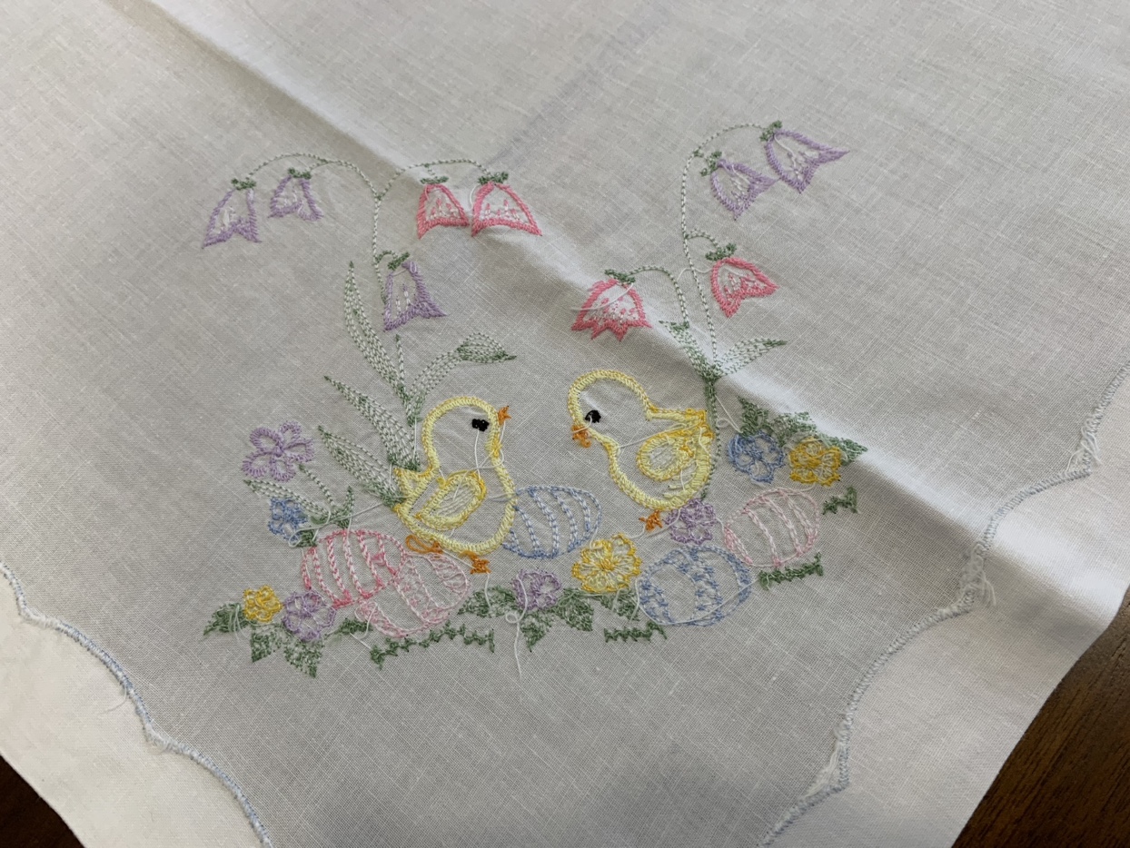 Embroidered Lace and Cotton Easter Themed Tablecloth image indicator(8)