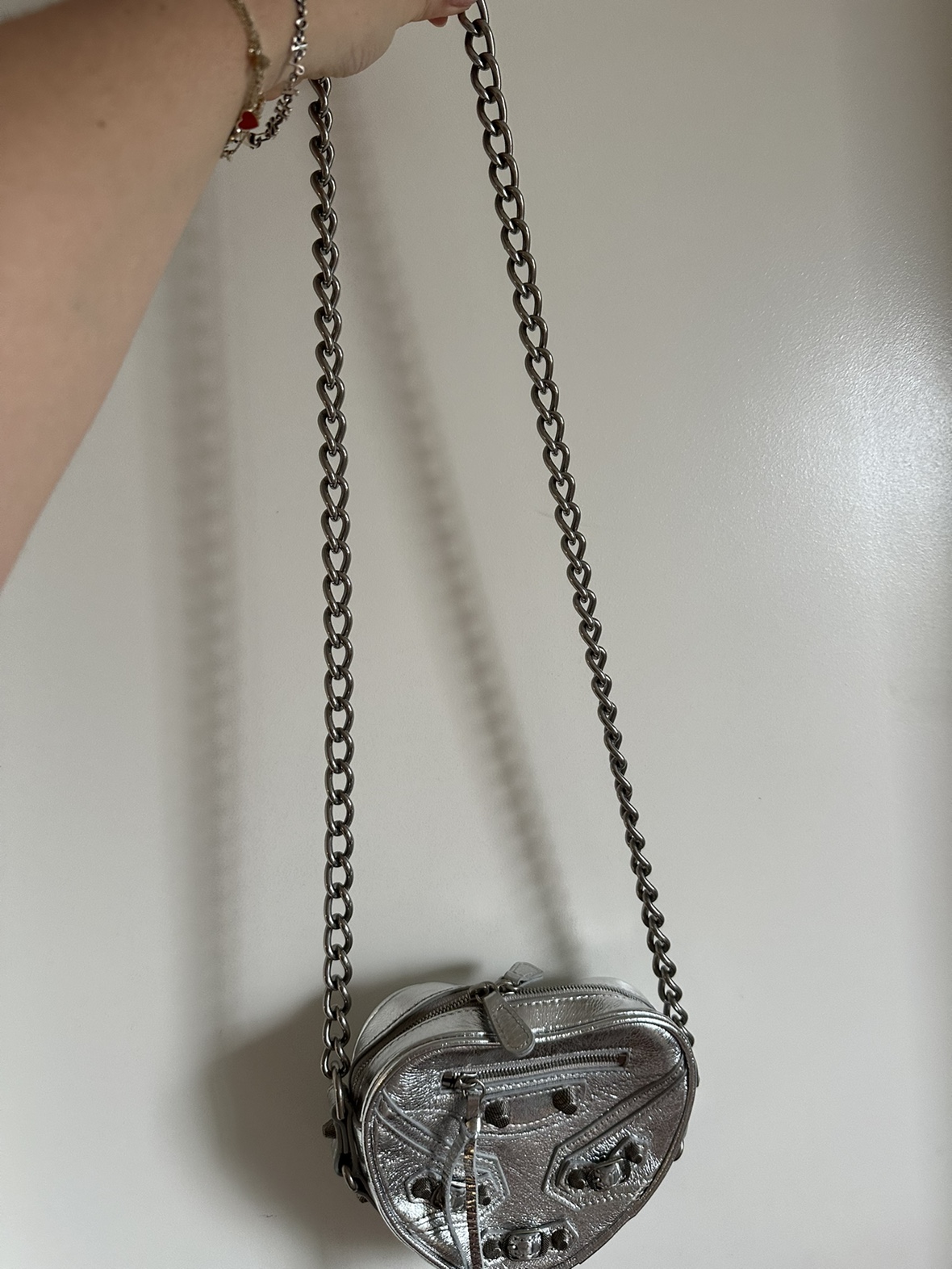 Balenciaga Inspired Silver Heart Purse image indicator(2)