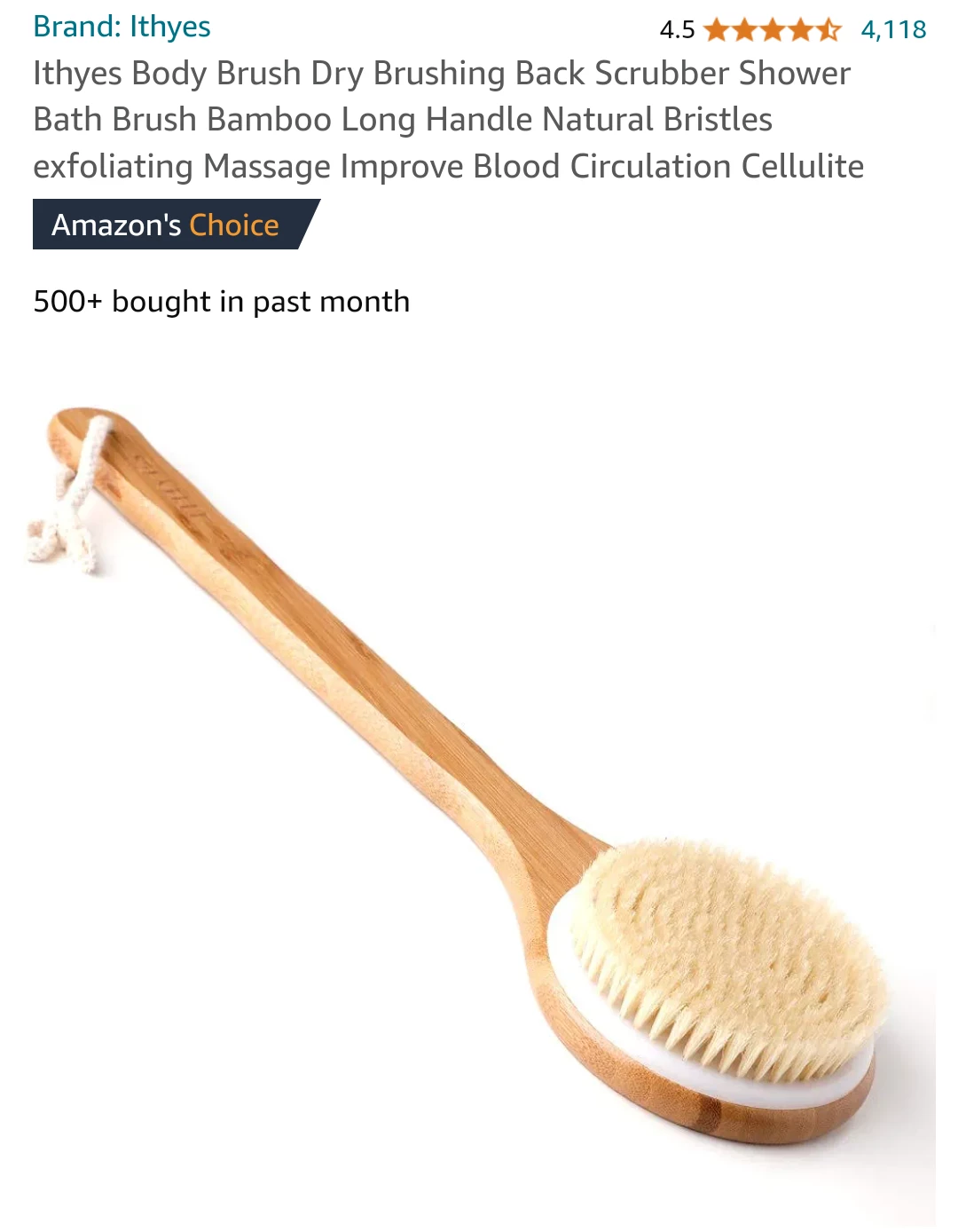 NEW!   Long Handle Bamboo Body Brush image indicator(5)