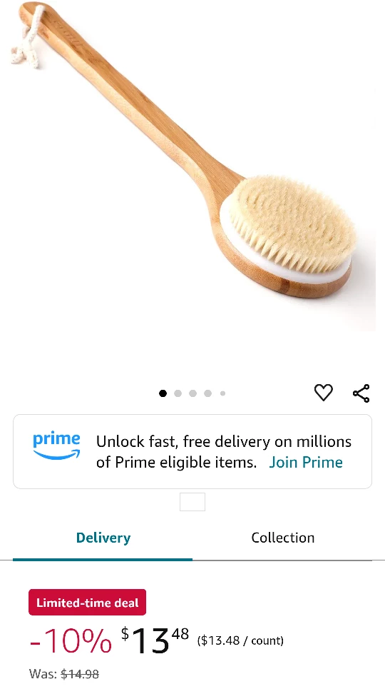 NEW!   Long Handle Bamboo Body Brush image indicator(8)