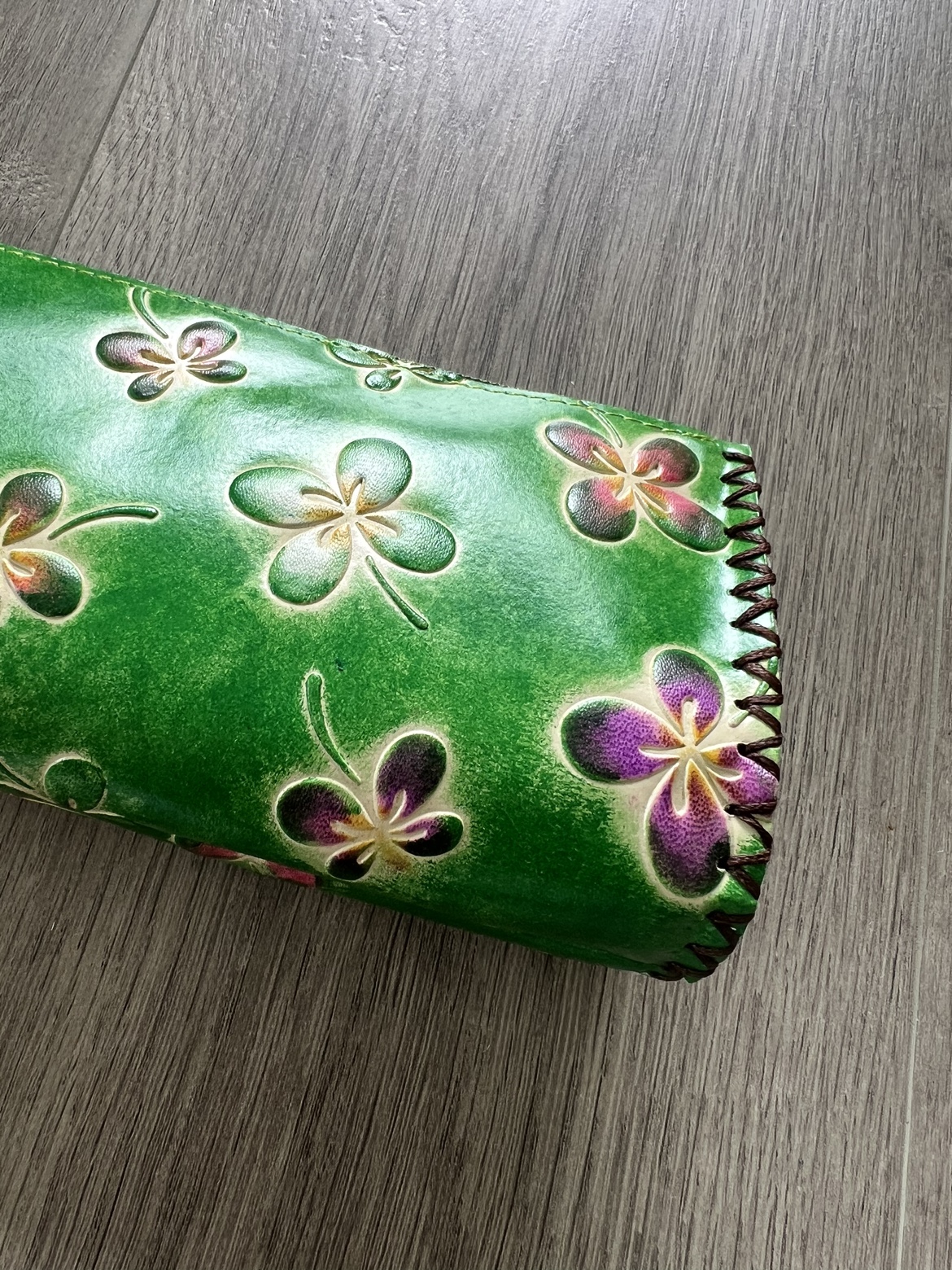 Green Leather Clutch / Wristlet wallet - photo 2