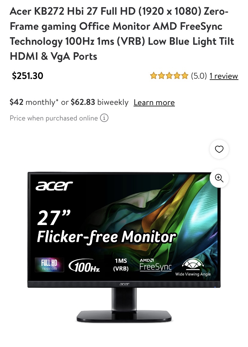 Acer 27” Monitor - photo 3