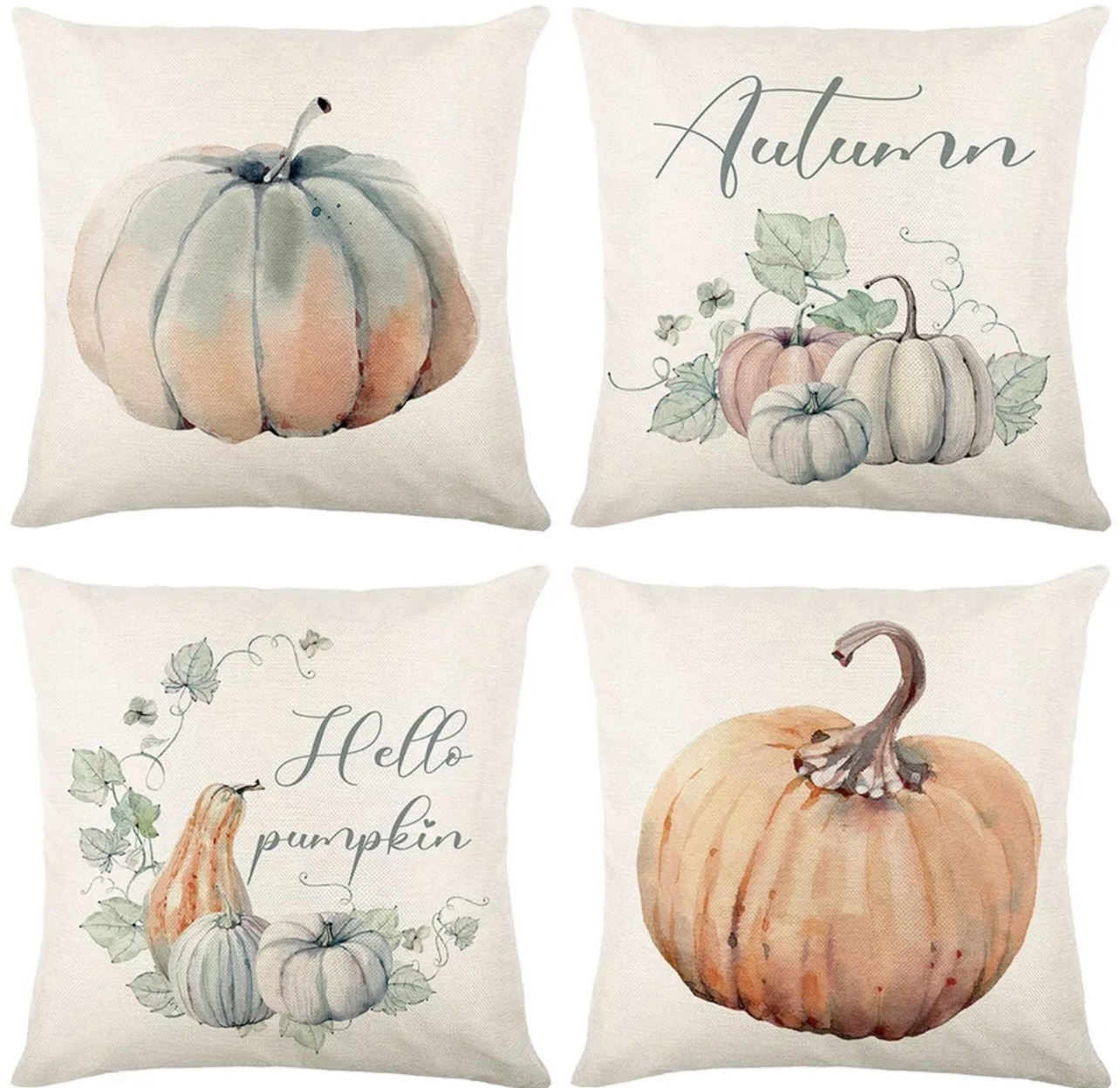 Set of 4 Fall Pumpkin Pillow Covers, new