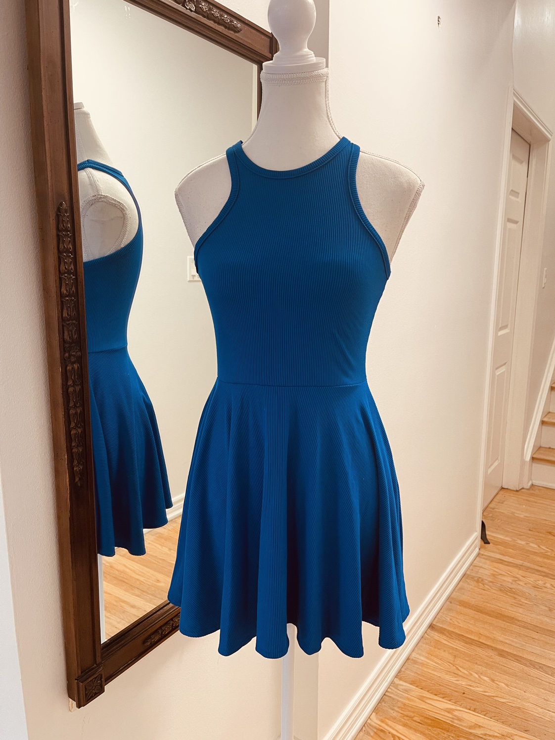 Blue Halter Neck Skater Dress thumbnail