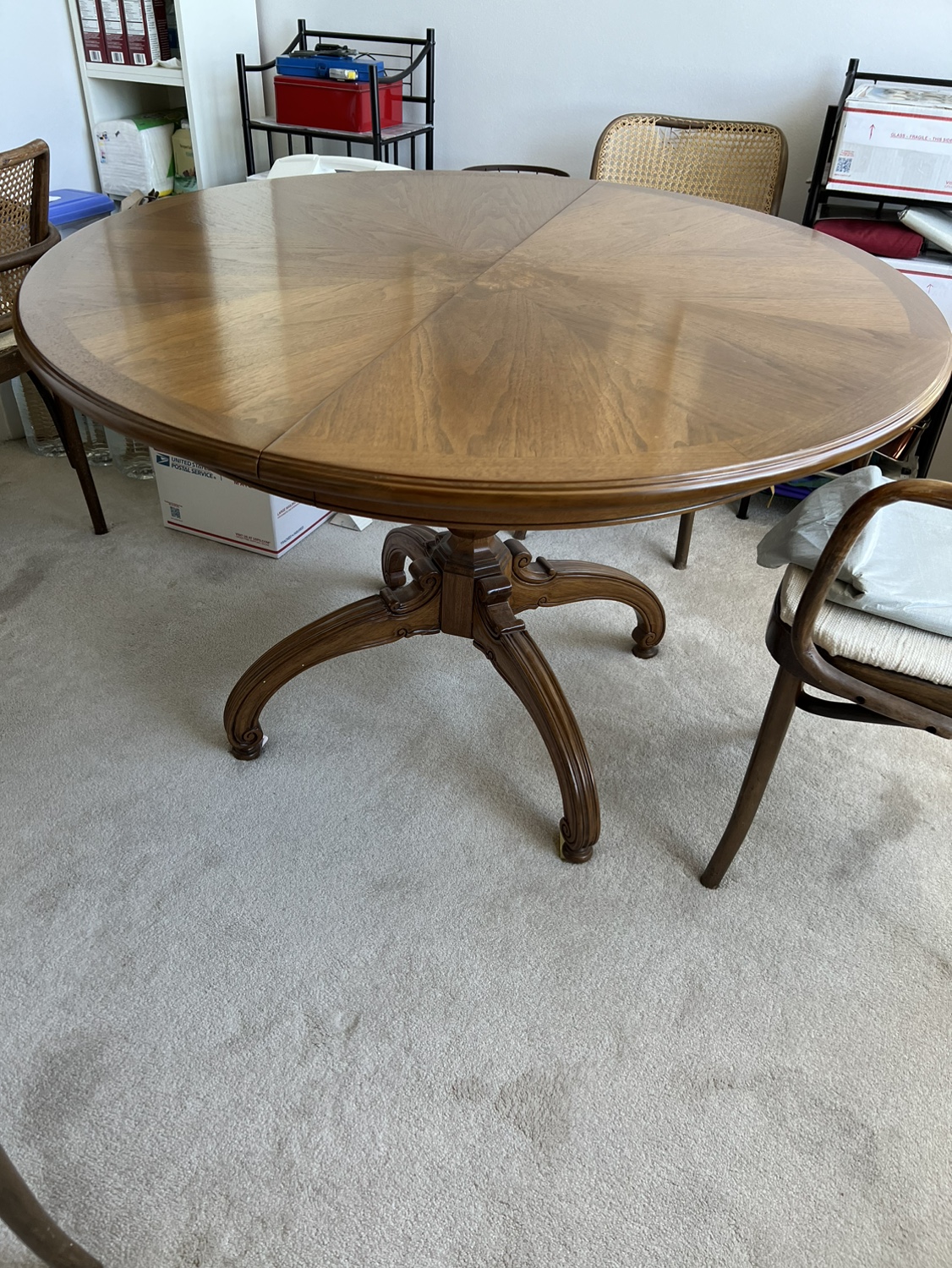 Solid Oak, round DR table - great buy