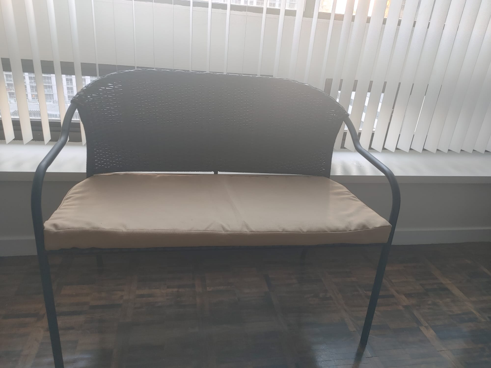 Black Wicker Bench with Cushion - photo 2