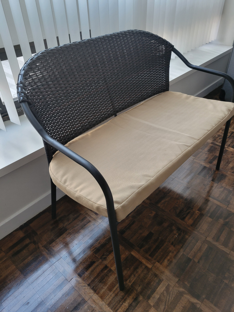 Black Wicker Bench with Cushion - photo 3