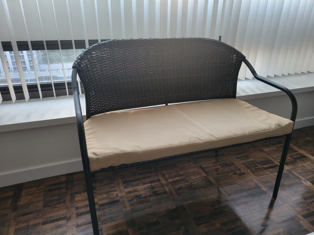 Black Wicker Bench with Cushion - photo 5