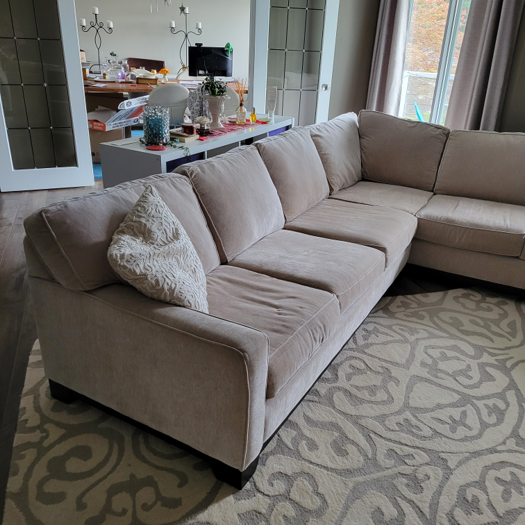 Beige Suede Sectional Sofa