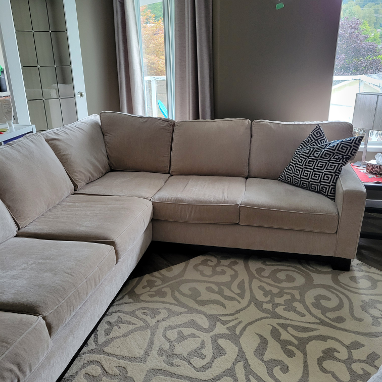 Beige Suede Sectional Sofa - photo 2
