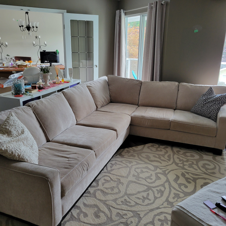 Beige Suede Sectional Sofa - photo 3