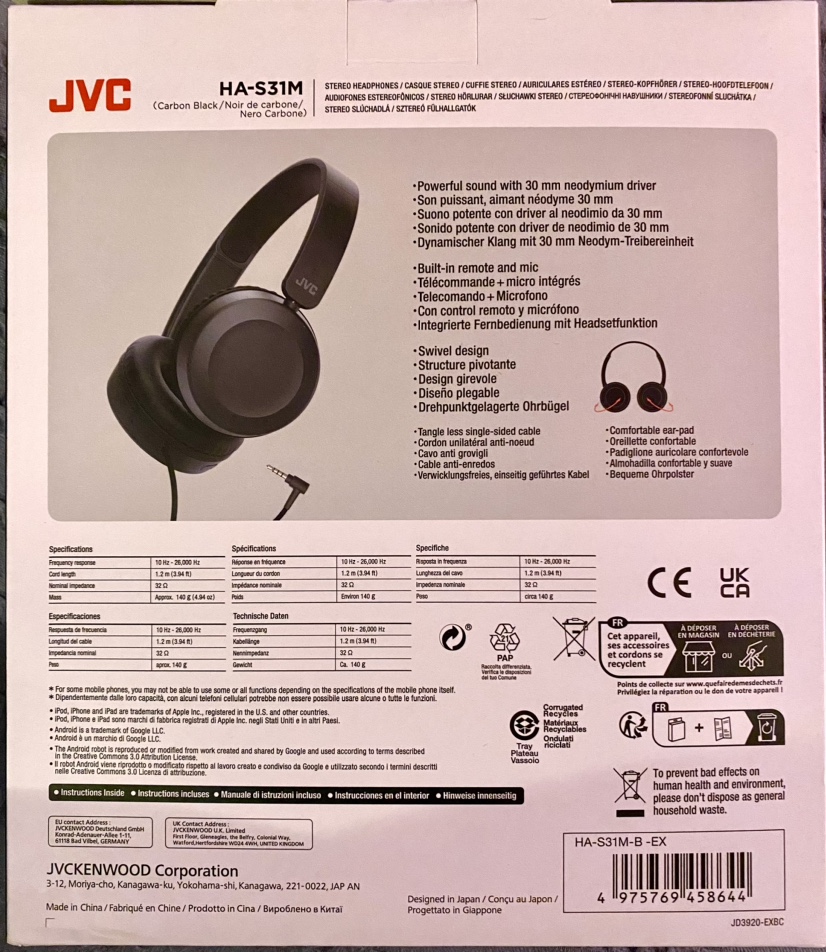 NIB HA-S31M-B WIRED ON-EAR HEADPHONES - CARBON BLACK image indicator(2)