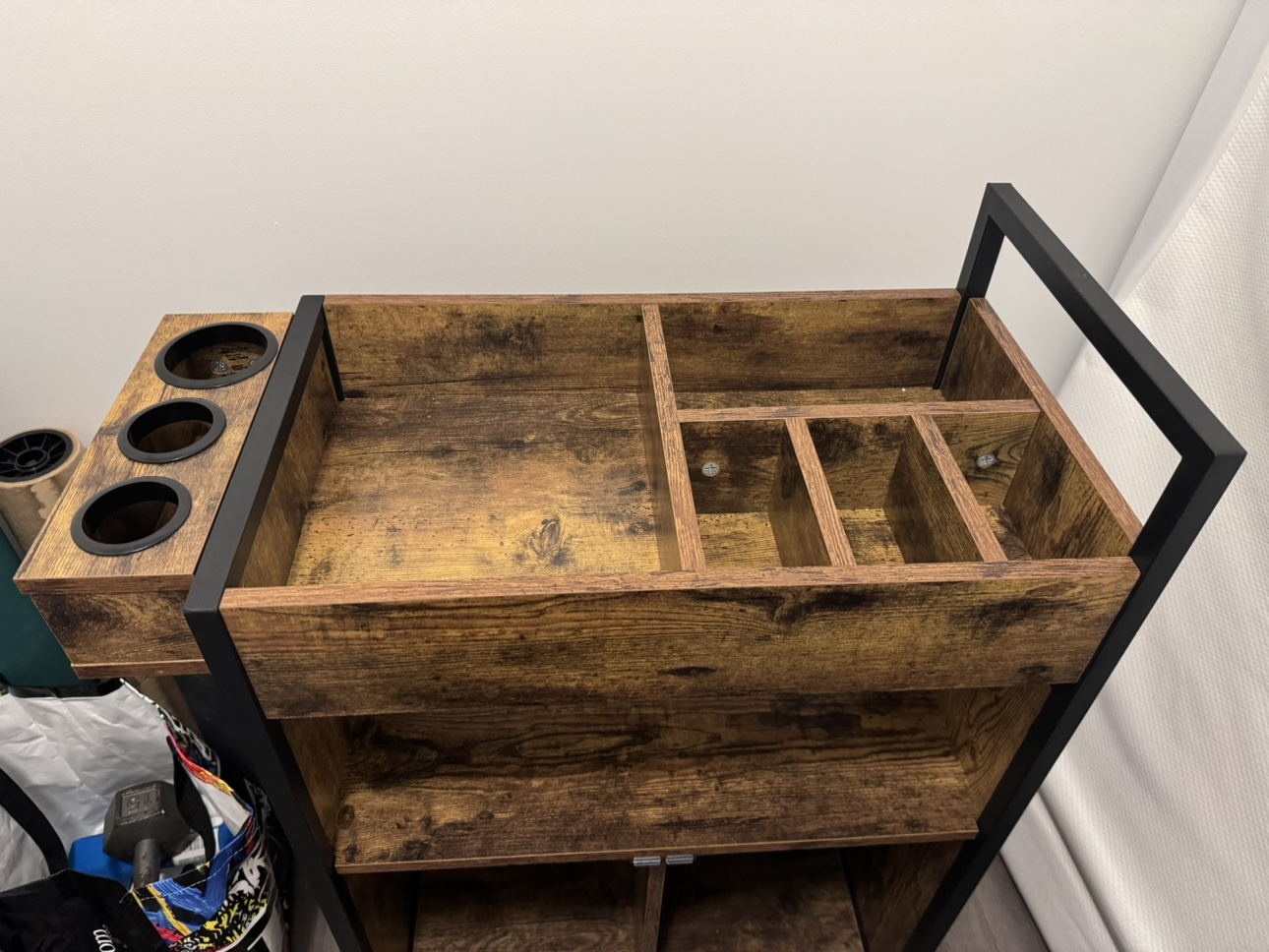 Wood Salon Trolley Cart with Storage Hair Dryer Holders - photo 4