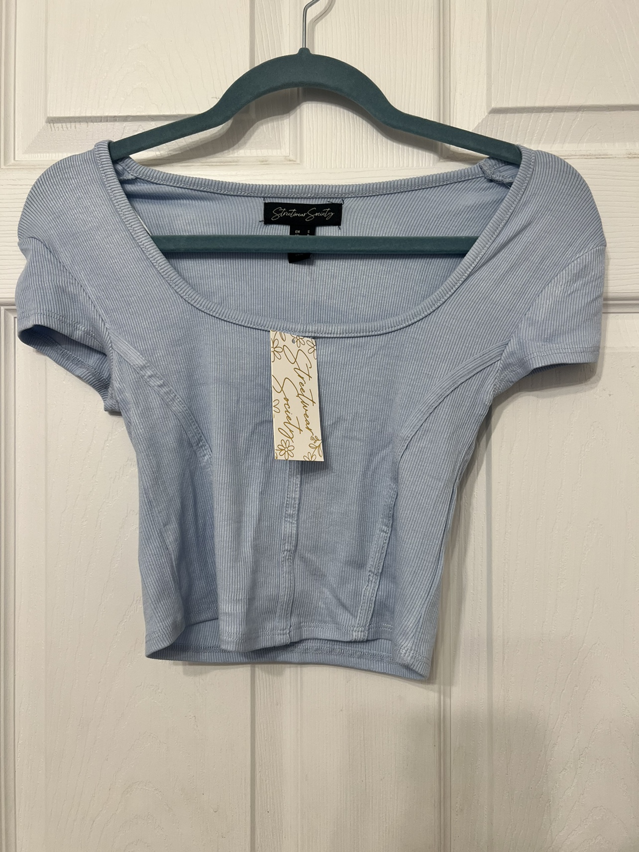Ribbed Scoop Neck Corset Style  T-Shirt thumbnail