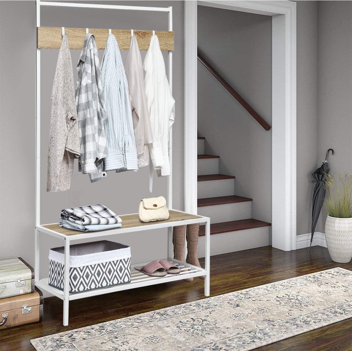 Coat Rack with Bench and Shoe Storage - photo 2