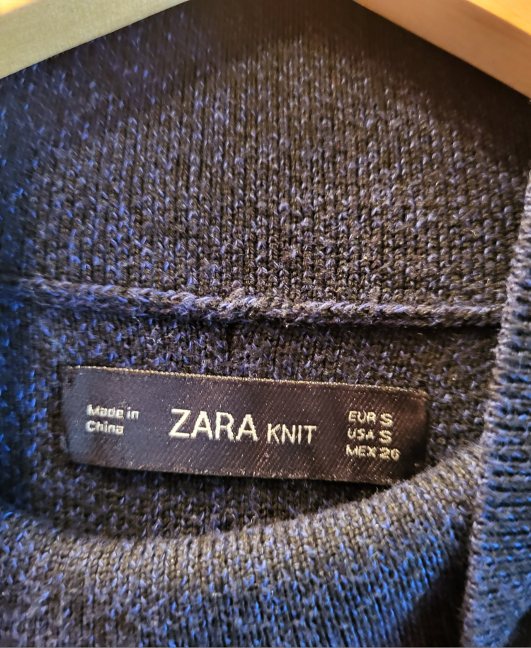 ❣️ Zara Knit Black Blue Short Sleeve Mock Turtle Neck Size Small image indicator(4)