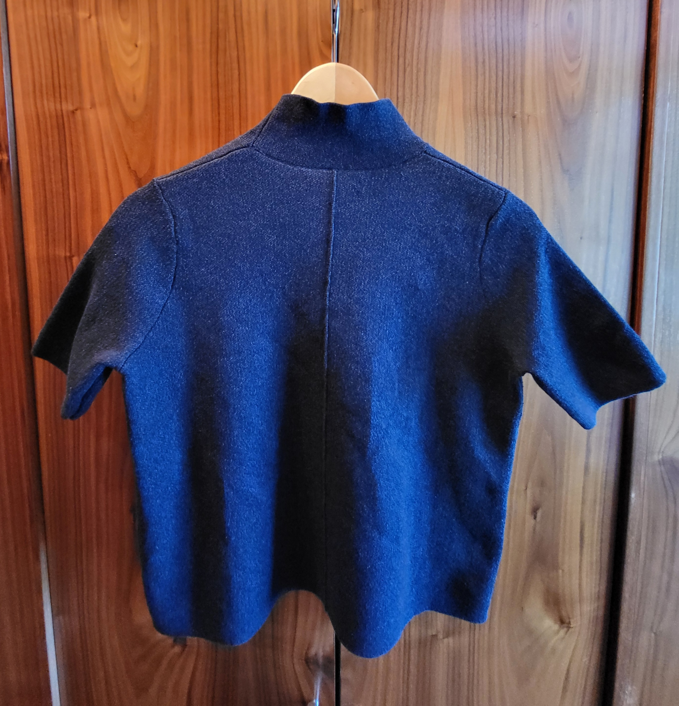 ❣️ Zara Knit Black Blue Short Sleeve Mock Turtle Neck Size Small image indicator(2)