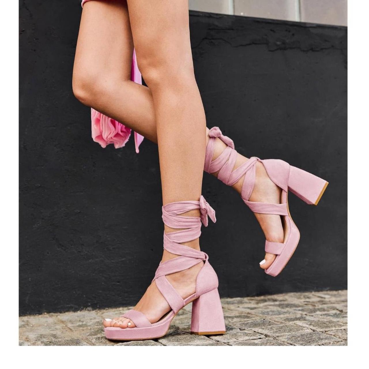 Pink Suede Lace Up Heels - photo 4