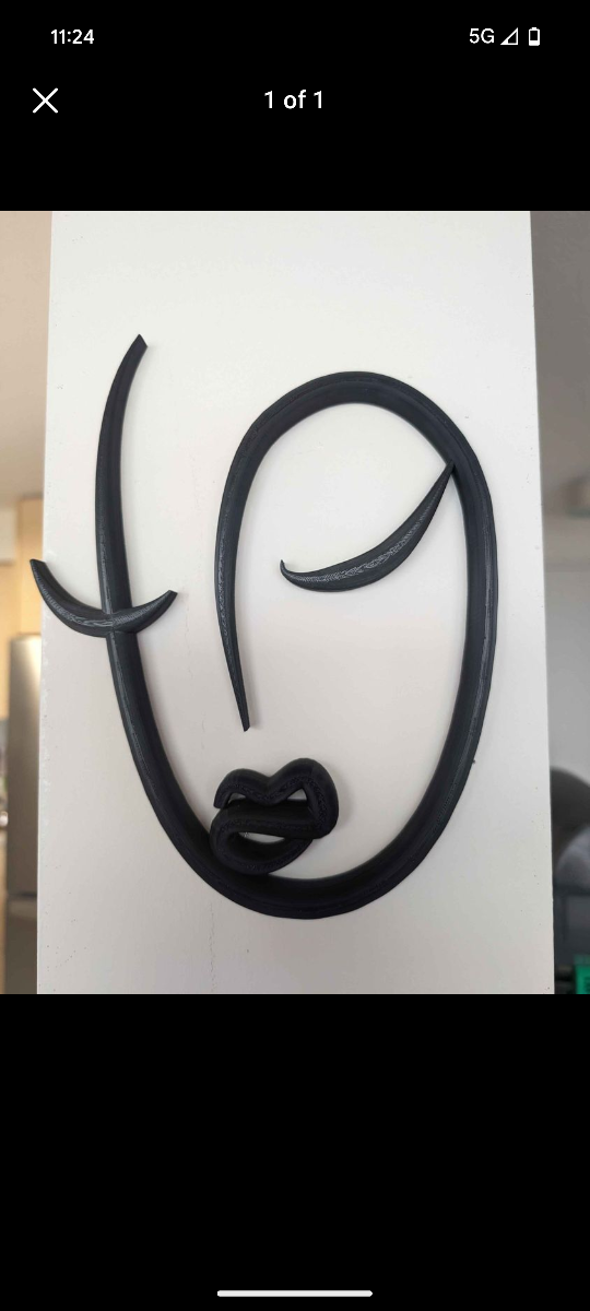 Black Line Art Wall Decor of face 10 inches