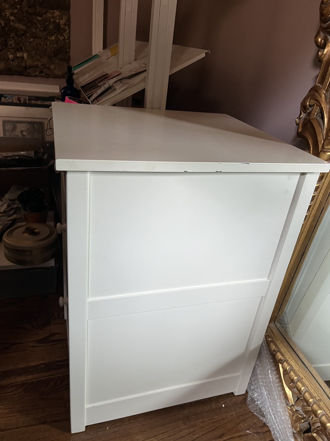 White 3 Drawer Nightstand End Table Small Dresser - photo 2