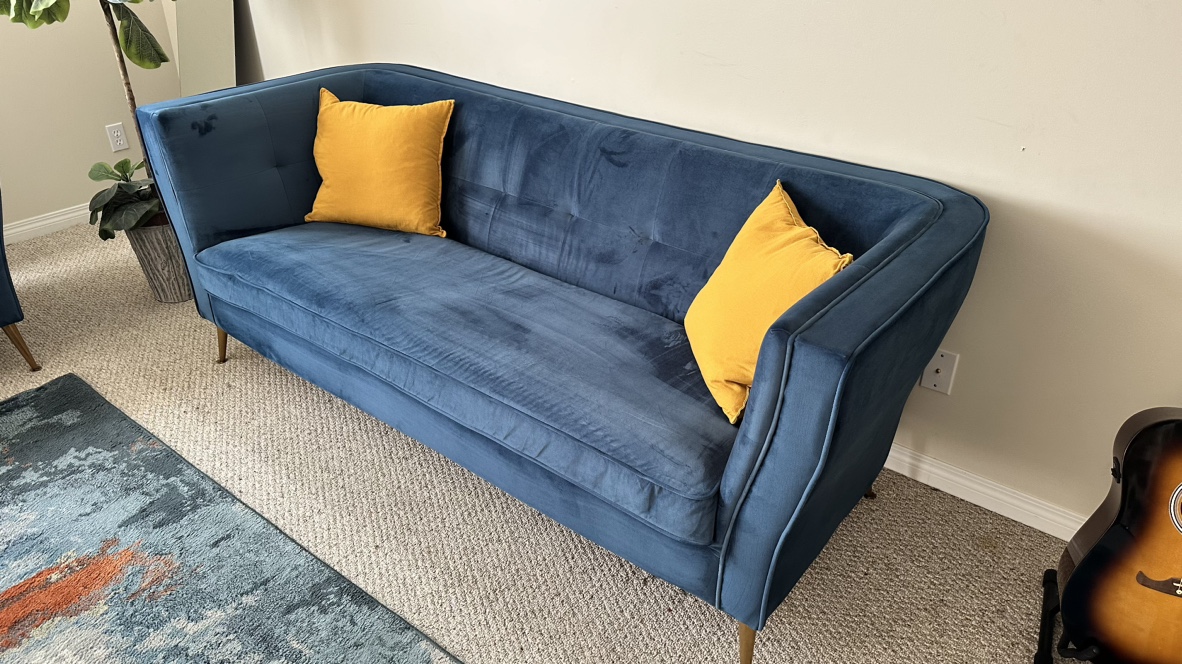Structube Blue Velvet Sofa & Loveseat - photo 3