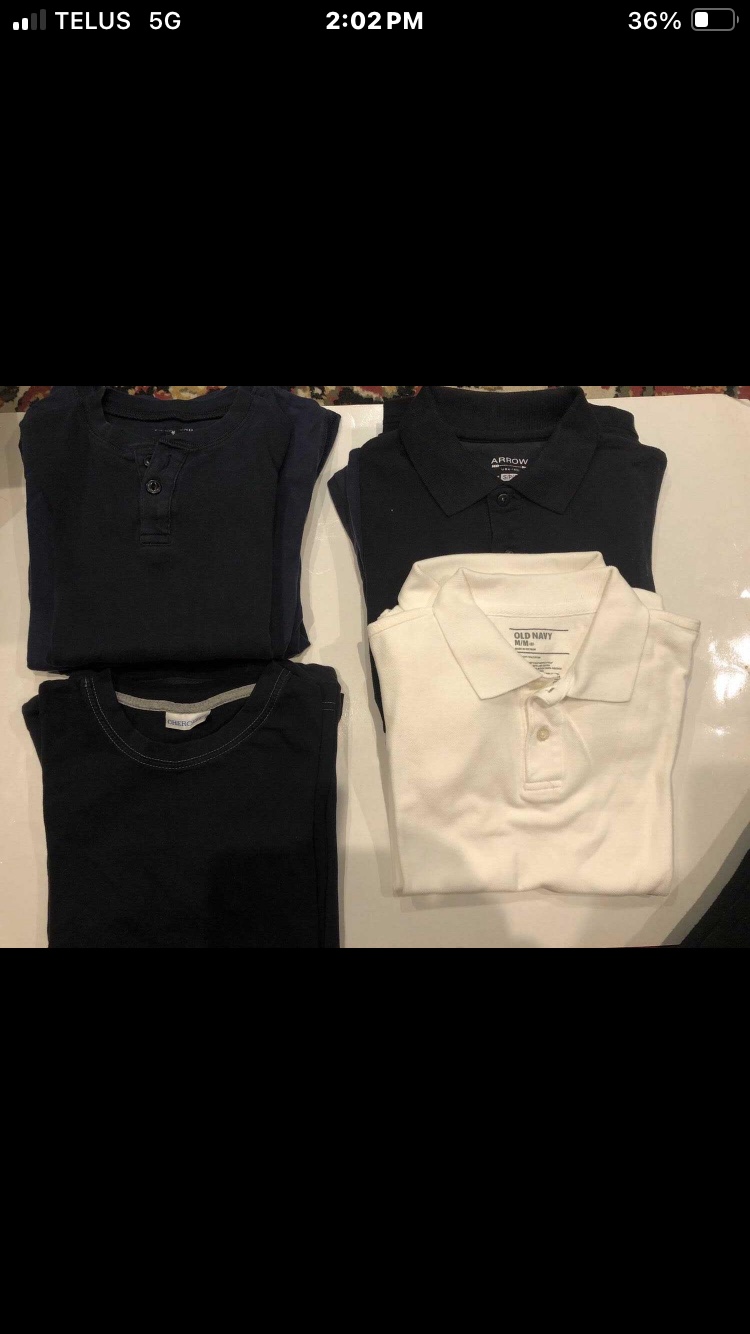 Boys Navy and White Tops
