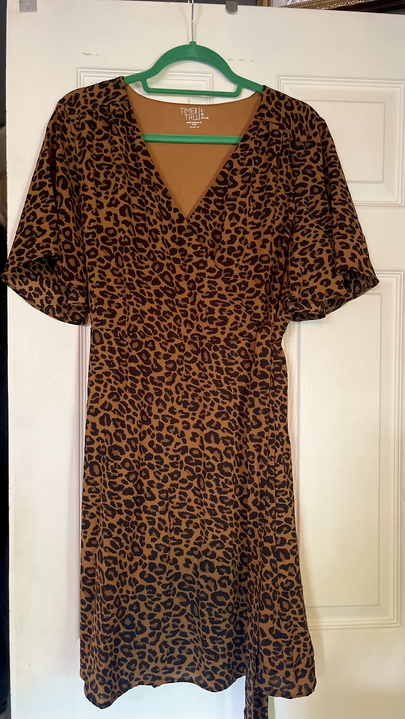 Time & Tru Leopard Print Wrap Dress