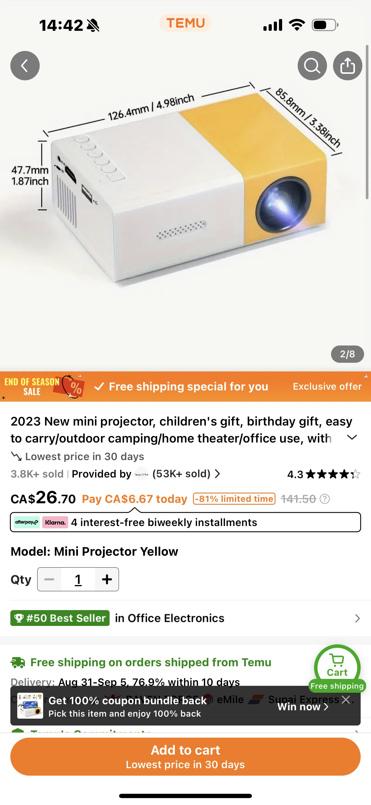 Mini Projector - Yellow image indicator(6)