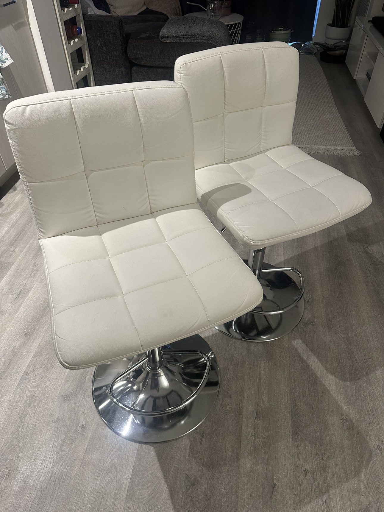 White Leather Stools