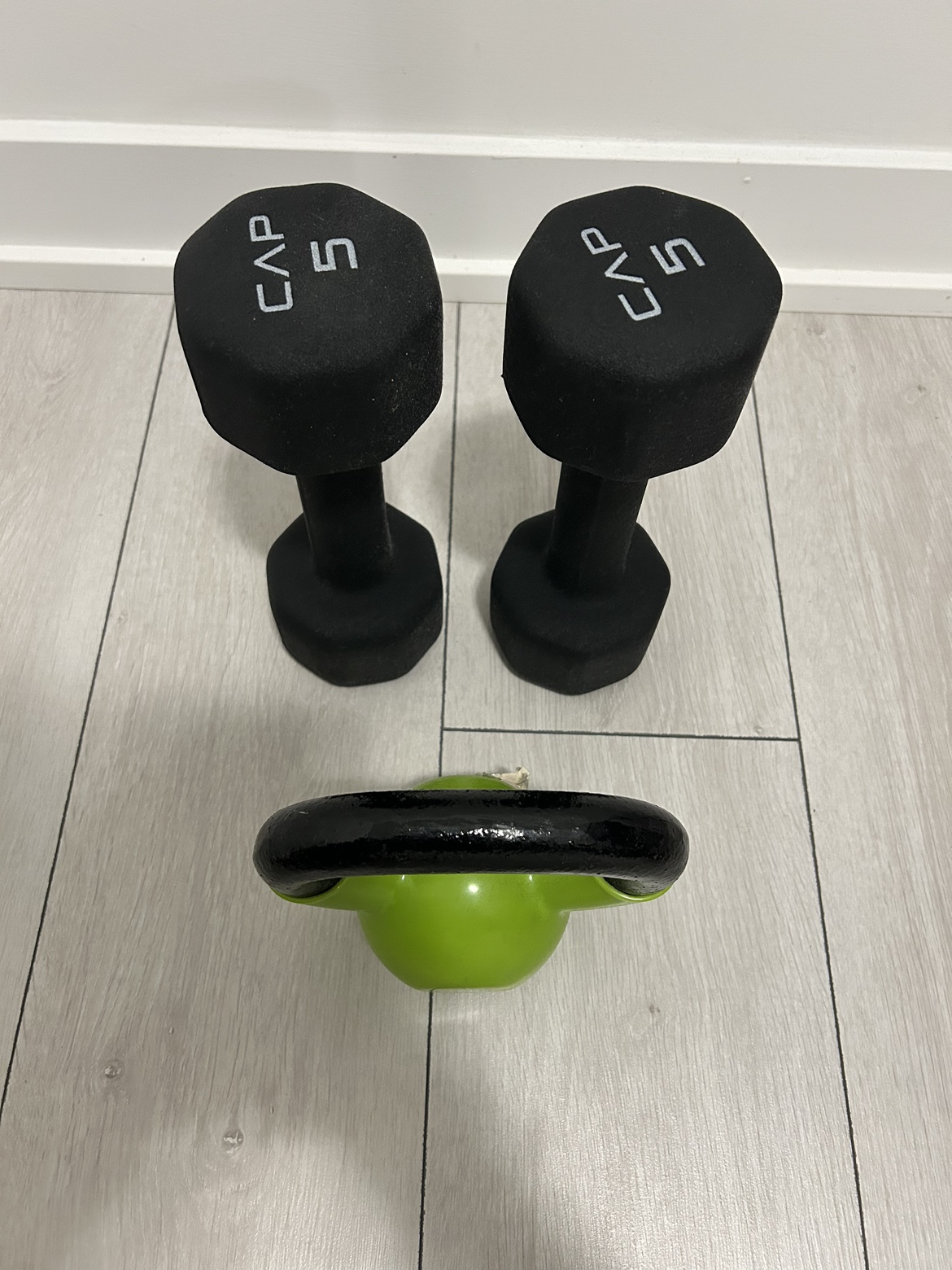 5lb Dumbbells and 10lb Kettlebell