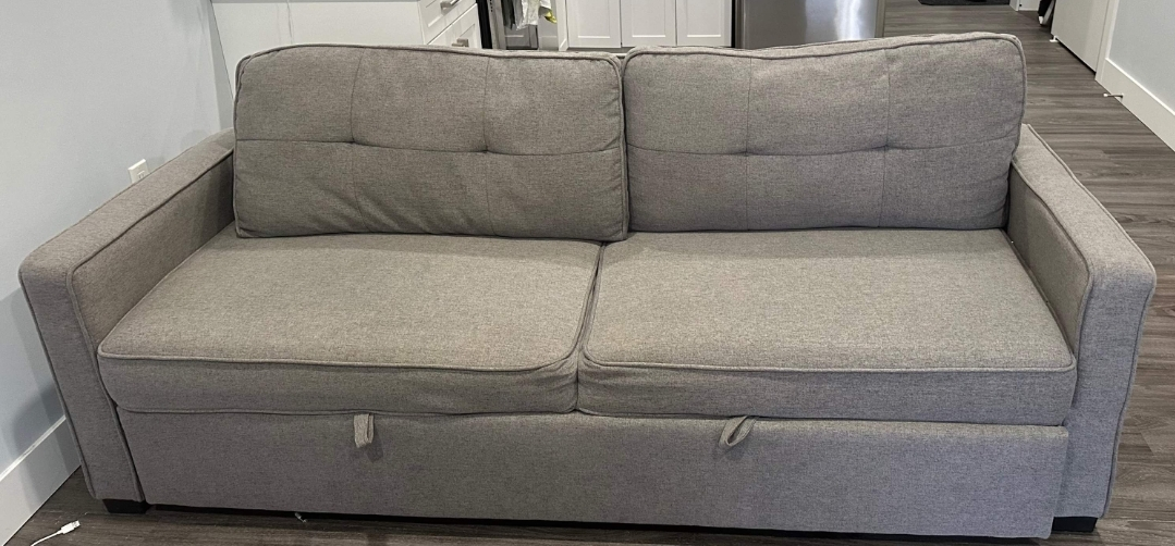 Grey Futon Sofa Bed with Ottoman - photo 3