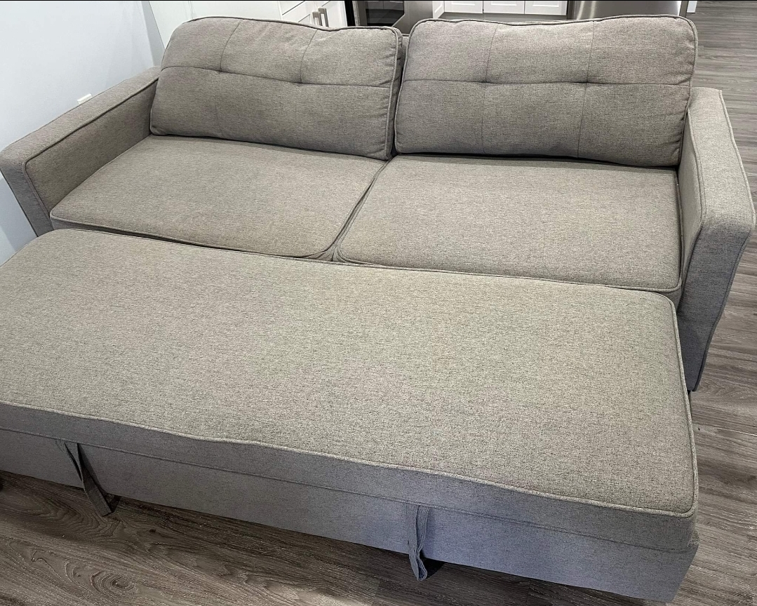 Grey Futon Sofa Bed with Ottoman - photo 4