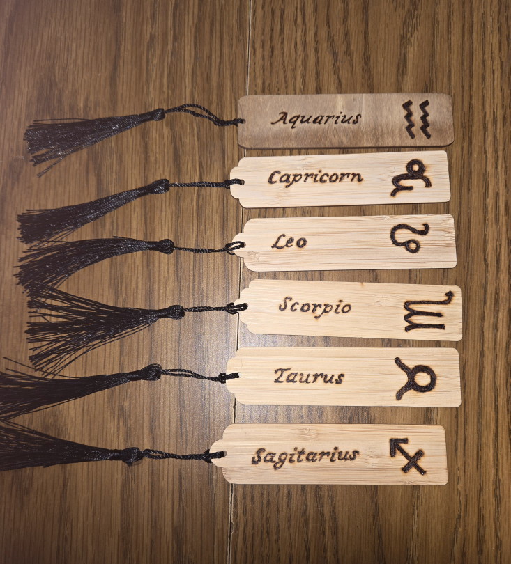 Woodburned handcrafted horoscope bookmarks