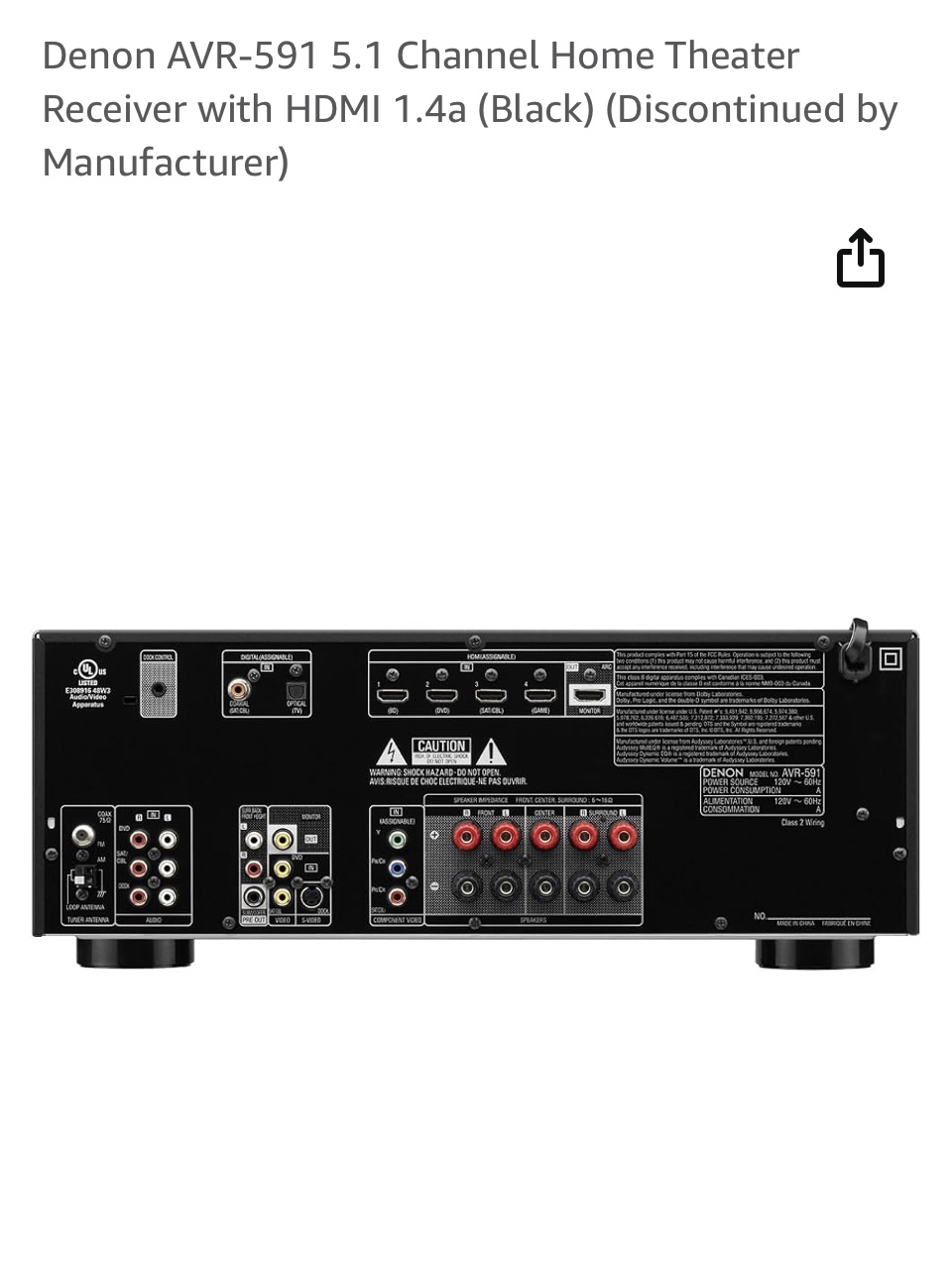 Denon AVR-591 5.1 Channel Home Theater Receiver image indicator(3)