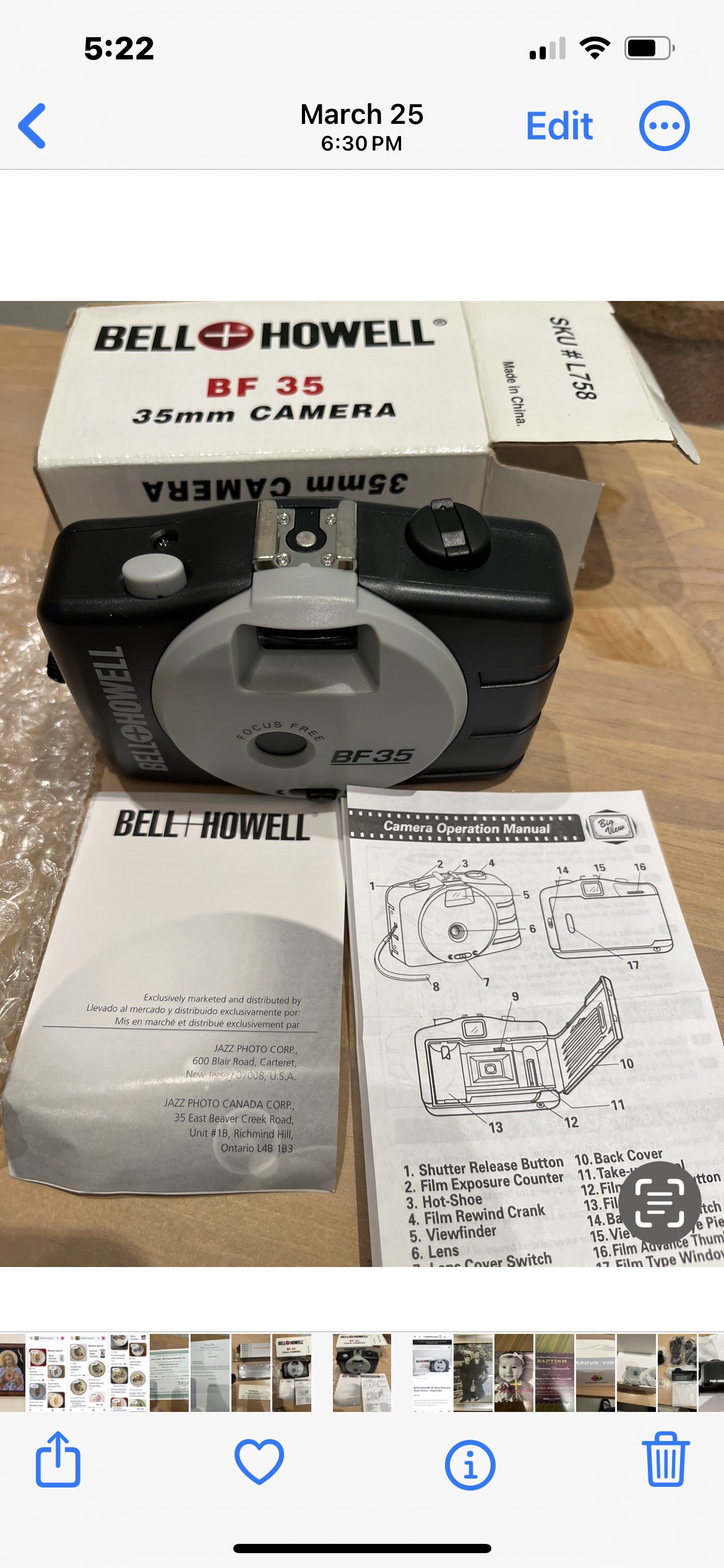 Bell & Howell BF 35 35mm Point and Shoot Camera in Box image indicator(2)