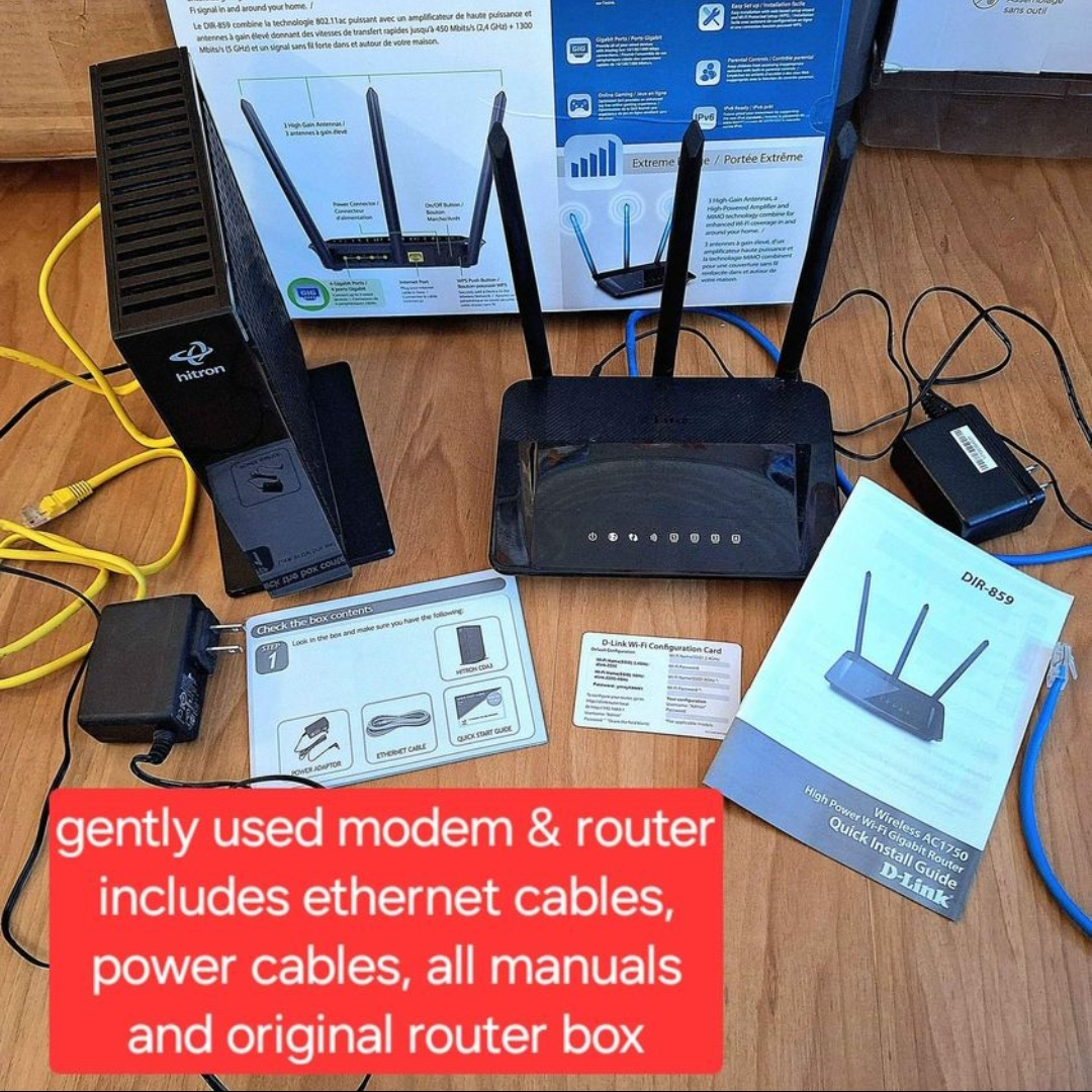 Router and Modem with all cords and manuals - photo 2
