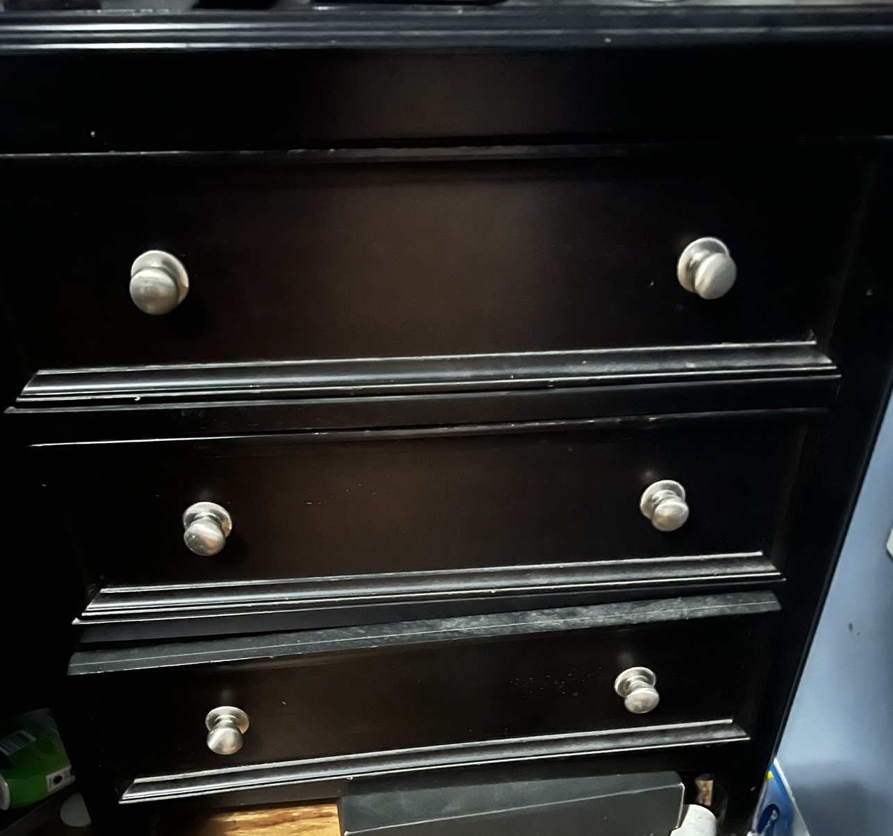 Black Faux Leather Bed Frame with Nightstand and Dresser. - photo 3